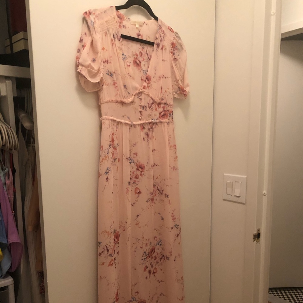 loveshackfancy pink floral maxi dress xs 0